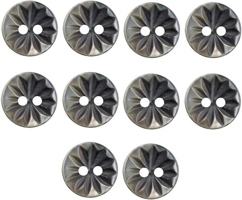 10 Pieces Genuine Black Mother of Pearl Buttons with Flower Pattern for Shirts Dresses Polo DIY Craft (Diameter 11.5MM)...