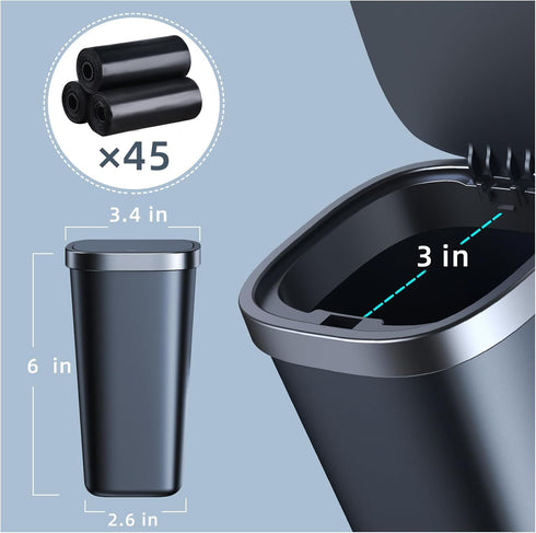 Mini Car Trash Can with Lid, Cup Holder Trash Can for Car with 3 Rolls Mini Trash Bags, Waterproof Small Car Garbage Can for Car Home Office Desk ...