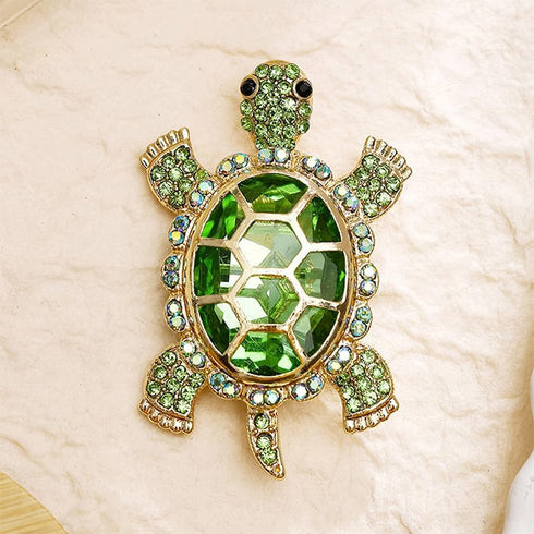 2Pcs Sparkly Rhinestone Turtle Brooch Charming Pink Green Accessory for Everyday Elegance Brooch Pin Accessories...