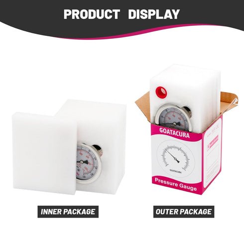 0-160psi/kpa Glycerin Filled Pressure Gauge, 2-1/2" Dial Size, Stainless Steel Case, with Vent Valve, 1/4" NPT Center Back Mount, 2-1-2% Accuracy,...