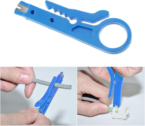 E-outstanding Mini Wire Stripper 3PCS Portable Crimping Tool UTP STP Network Cable Cutter Impact Punch Down Tool for Keystone Jack RJ45 Ethernet M...