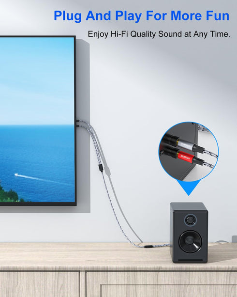 SNANSHI 2RCA Cables 5FT- 2RCA Male to 2RCA Male Stereo Audio Cable Nylon Braided, Double Shielded 2RCA to 2RCA Audio Cable for Home Theater, Ampli...