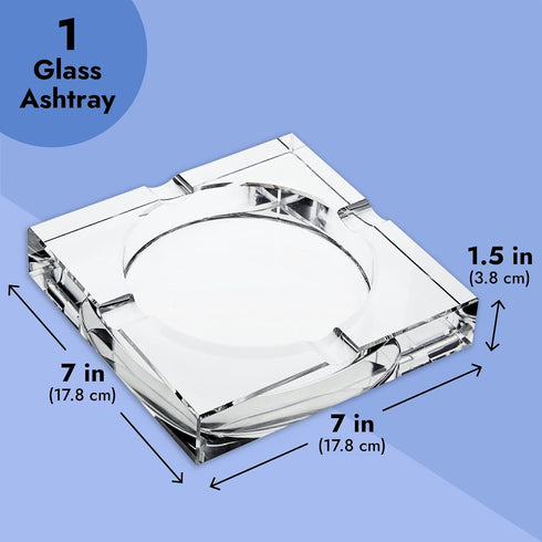 Juvale Glass Crystal Ashtray with 4 Slots for Cigars - Luxury Square Cigarette Holder for Men, Home, Office, Desk, Tabletop Decoration (7 x 7 x 1....
