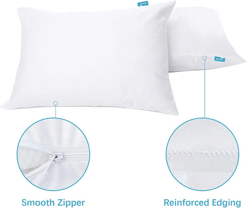 4 Pack Pillow Protectors with Zipper Breathable & Noiseless & Durable 100% Waterproof Pillow Cases Standard Size White Pillow Protector...