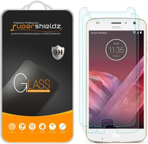 Supershieldz (2 Pack) Designed for Motorola (Moto Z2 Play) Tempered Glass Screen Protector, 0.33mm, Anti Scratch, Bubble Free...