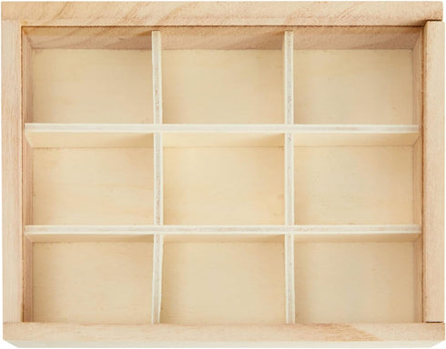 Bright Creations Small Unfinished Wood Box with Lid, 9 Compartment Storage Boxes (6.75 x 5.1 Inches, 2 Pack)...