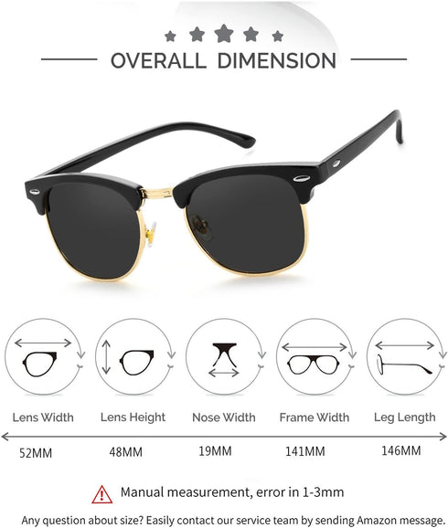 Classic Semi Rimless Polarized Sunglasses for Men Women Sports Sun Glasses...