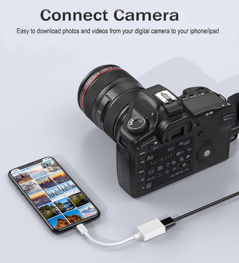 Lightning to USB Camera Adapter, USB 3.0 OTG Cable Adapter for iPhone 14 13 12 11 XS XR X SE 8 7 6 5 iPad/iPod to Connect Card Reader, U Disk, Key...