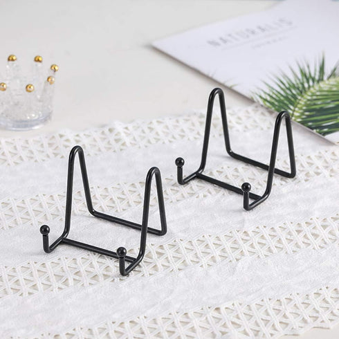 Plate Stands for Display - Iron Easel Stand Plate Holder Display Stand Picture Frame Stand for Pictures | Photo|Decorative Plate |Dish | Tabletop Art - 3 inch-Black