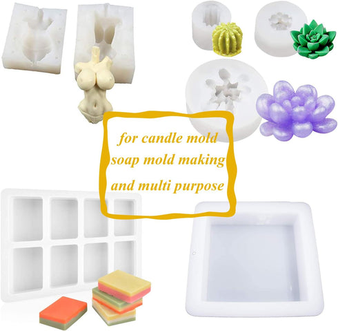 Silicone Mold Making Kit Liquid Silicone Rubber 15A Platinum Silicone Translucent Mold Making Silicone for Casting Resin Molds, Silicone Molds (7 ...