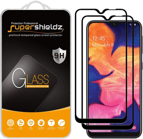 Supershieldz (2 Pack) Designed for Samsung (Galaxy A10E) Tempered Glass Screen Protector, (Full Screen Coverage) Anti Scratch, Bubble Free (Black)...