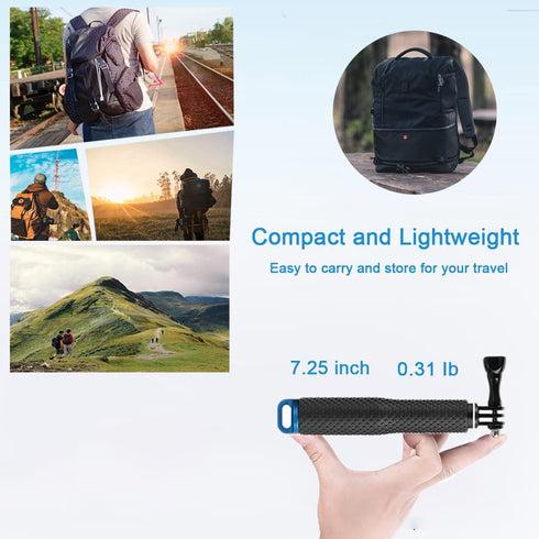 Selfie Stick + Camera Float Accessories Kit for GoPro,19” Waterproof Hand Grip Extension Portable Adjustable Monopod Pole for GoPro Hero 11 10 9 8...
