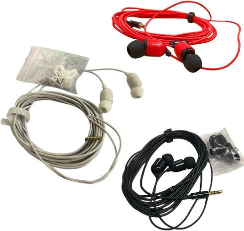 3 Pack 10FT Earbuds 3.5mm Stereo 3 Pole Headset Earphones 3 Meter Long Extension Wired Cord Cable Earphone Monitor in-Ear Headphone for Live Strea...
