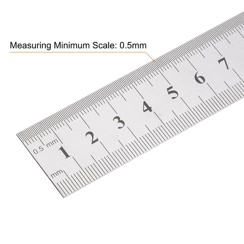2Pcs Stainless Steel Ruler 20cm/8" Length x 1/36" Thick x 1" Wide Inch and Metric Straight Edge Measuring Tools for Woodworking Painting Craft, Si...
