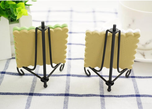 Artliving 3.5 Inch Black Mini Iron Stand Cookie Holder Display Stand Place Card Holder Display Easels at Weddings, Birthday Party (4 pack)...