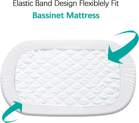 Bassinet Mattress Pad Cover, Fits 21” x 31” Maxi COSI Iora, Cloud Baby, VaVaSoo Rocking, Yacul and Simmons Kids Bassinet, 2 Pack, Ultra Soft Water...