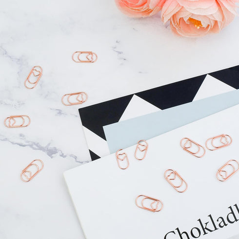 100 Pcs Love Heart Shaped Paper Clips, 0.78inch Cute Mini Paperclips for Office School Home Desk Organizers (Rose Gold)...
