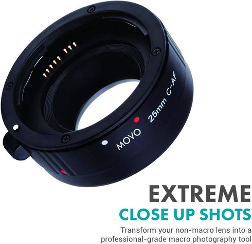 Movo/Kooka AF 25mm Macro Extension Tube for Canon EOS DSLR Cameras (with Automatic Focusing and Metering Passthrough)...