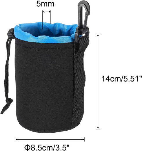 PATIKIL Camera Lens Bag, 3.3" IDx5.5 H Drawstring Lens Pouch with Thick Protective Neoprene, Lens Case for DSLR Camera Lens, Water Coffee Cups, Bl...