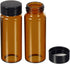 PATIKIL 30mL Reagent Media Bottle, 10 Pack Round Glass Storage Bottles Plastic Screw Cap for Lab Home, Brown...