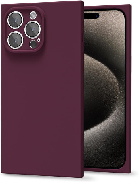 oakxco for iPhone 15 Pro Max Phone Case Silicone Square Edge, Soft Rubber Gel Aesthetic Cute Cover for Women Girl, Thin Slim Protective Flexible M...