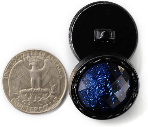 20 pcs Beveled Cut Glass Shiny Blue Sewing Shank Buttons for Coats -25mm -1"...