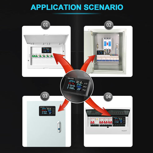 AC Voltmeter Ammeter AC 50-300V 0-100A Digital AC Multimeter 110V 220V LCD HD Display Current Voltmeter with Closed Current Transformer 8 In 1 Mul...