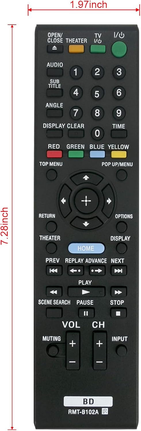 RMT-B102A Replaced Remote fit for Sony Blu-Ray Disc DVD Player BDP-S350 3-452-775-11(1) BDP-BX1 Rmt-b102p Rmt-b103a BDPS5000ES BDP-S550 148064911...