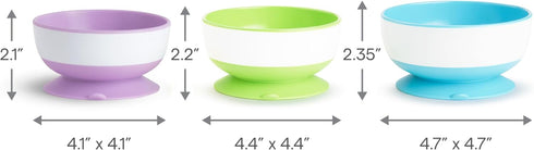 Munchkin Stay Put Suction Bowls for Baby and Toddler, 3 Pack, Blue/Green/Purple...
