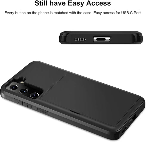 Jiunai for Samsung Galaxy S21 Plus Case Credit Card IDs Cash Holder Shell Wallet Case Slide Cover Dual Layer Hard PC Soft TPU Rubber Cover Phone C...