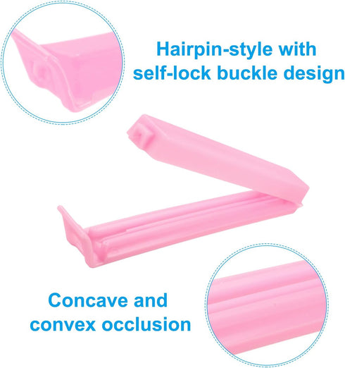 PATIKIL Sealing Clips 4.3 Inch, 20 Pack Reusable Plastic Bag Clamp Sealer for Home Kitchen Food Storage, Pink...