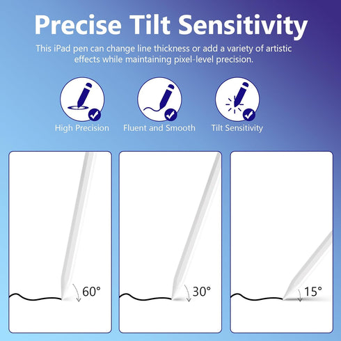 iPad Pencil, Apple Pencil Stylus Pen for iPad10/9/8/7/6, iPad Air 5/4/3, iPad Pro(11/12.9), iPad Mini 6/5, 15Mins Fast Charge Palm Rejection & Til...