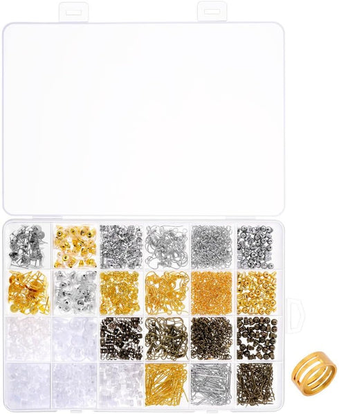 Paxcoo 2400Pcs Earring Making Supplies Kit with 24 Style Earring Hooks, Earring Backs, Earrings Posts and Earring Making Findings for Adult...