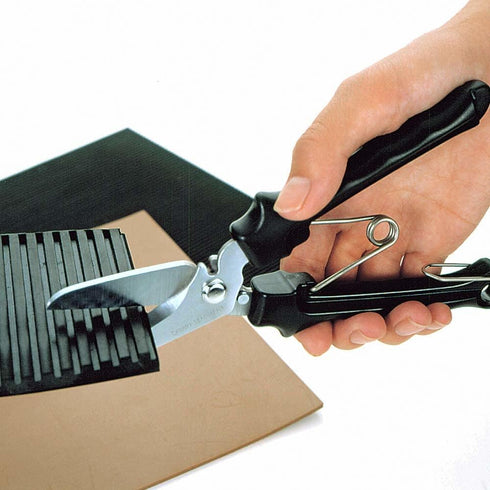 CANARY Heavy Duty Scissors with Wire Cutter 8.5" All Purpose Industrial Hand Shears for Metal, Wire, Cardboard, Leather, Rubber, Spring Loaded Han...