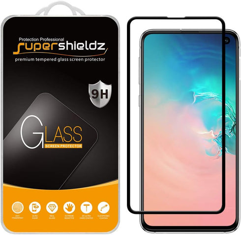 Supershieldz (2 Pack) Designed for Samsung Galaxy S10e (Not Fit for Galaxy S10) Tempered Glass Screen Protector, (Full Screen Adhesive and Cover) ...