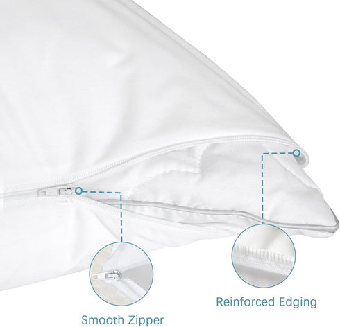 Body Pillow Protector Waterproof 2 Pack Body Pillow Cover with Zipper 21"x 55" Body Pillow Case White Pillowcase Encasement Machine Washable......