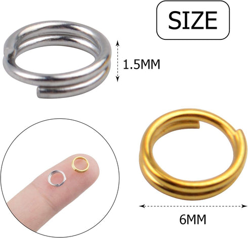 Aylifu 6mm Split Rings, 600 Pieces Small Split Key Rings Double Loop Jump Rings Connectors for DIY Jewelry Making - Silver and Gold...