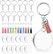48 Pieces Acrylic Keychain Blanks Set Including Clear Circle Keychains Blank & Key Rings & Tassels & Jump Chain for Vinyl Crafting DIY Crafts Proj...