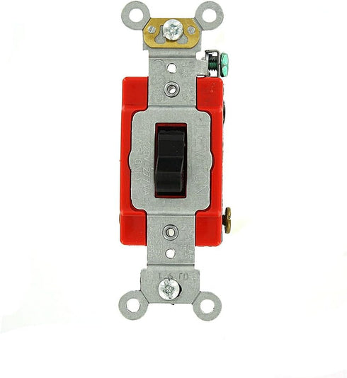 Leviton 1224-2E 20 Amp, 120/277 Volt, Toggle 4-Way AC Quiet Switch, Extra Heavy Duty Grade, Self Grounding, Back and Side Wired, Black......