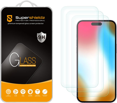 Supershieldz (3 Pack) Designed for iPhone 15 Plus (6.7 inch) Tempered Glass Screen Protector, Anti Scratch, Bubble Free......