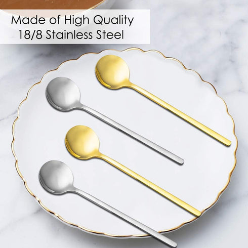 Pack of 8, Gold & Silver Plated Stainless Steel Espresso Spoons, findTop Mini Teaspoons Set for Coffee Sugar Dessert Cake Ice Cream Soup Antipasto...