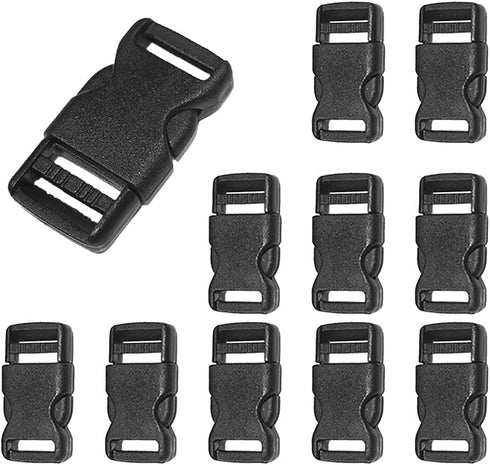 CooBigo 10pcs 1/2"(12.5mm) Side Release Buckles Plastic Black Quick Adjustable Buckle For Backpack Strap DIY Pets Collar Accessory...