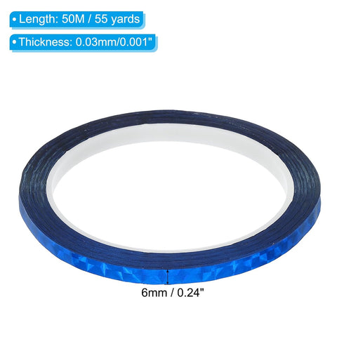 PATIKIL Prism Tape 0.24 Inch x 55 Yards, 1 Pack Holographic Metalized Reflective Self Adhesive for DIY Art Craft Wrapping Wall Decoration, Blue...