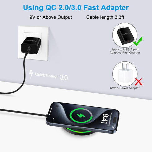 15W Samsung Wireless Charger Fast Charging Pad for Samsung Galaxy S24 Ultra S23 FE S22+ S21 S20 FE S10 S9, Wireless Charger Android Phone Charger ...