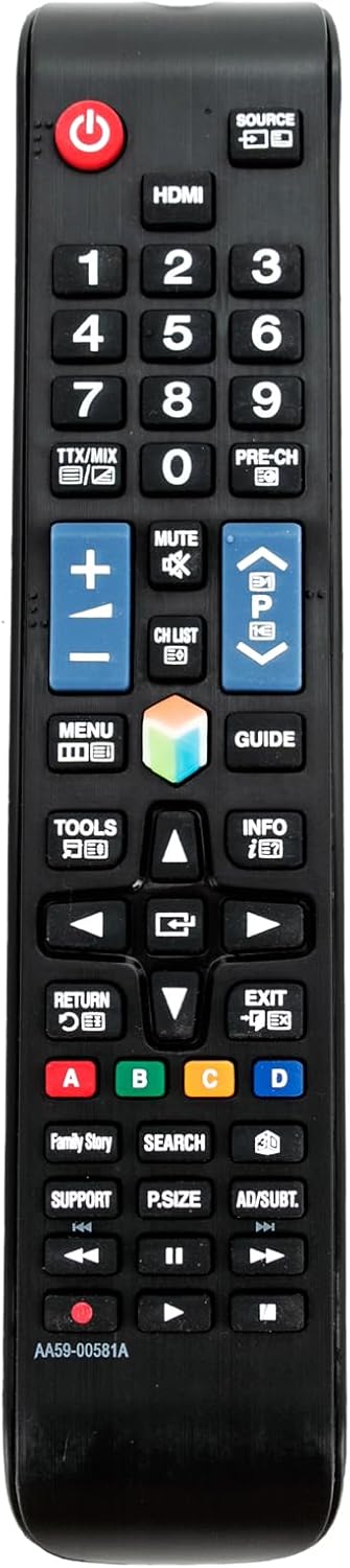 New AA59-00581A Replaced Remote fit for Samsung AA59-00638A AA59-00582A AA59-00580A AA59-00790A UN32EH4500 UN46ES6100F UN32EH5300 UE40ES6300U UE40...