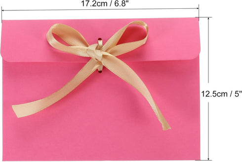 PATIKIL Invitation Envelopes, 25 Pack Greeting Card Envelope with Ribbon for Wedding Party, Rose Red...