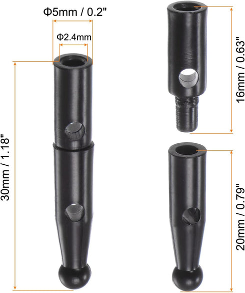 10pcs Umbrella Tail Beads 2.4mm Hole Dia 32mm Length Metal Umbrella Bone Cover for Reverse Umbrella Cover Parts, Black...