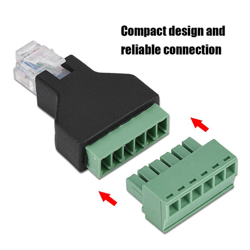 PUSOKEI Adapter Connector,Tangxi 1Pcs RJ12 6P6C Male to 6 Pin Wired Screw Terminal Connector,Ethernet Screw Terminal Block Converter Adapter,Main ...