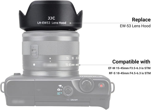 Reversible Lens Hood for Canon EF-M 15-45mm F3.5-6.3 is STM and RF-S 18-45mm F4.5-6.3 is STM Lens on EOS R100 R50 R10 R7 M50 M6 Mark II M200 M100 ...