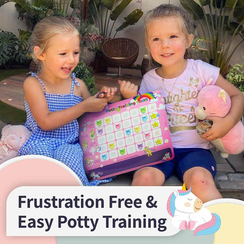 Potty Training Reward Chart – Potty Training Chart with 35 Reusable Stickers, Crown, and Instructional Stickers - Unicorn...
